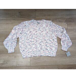 Falls Creek Women's Multicolor Long Sleeve V-Neck Pullover Sweater Size 1X